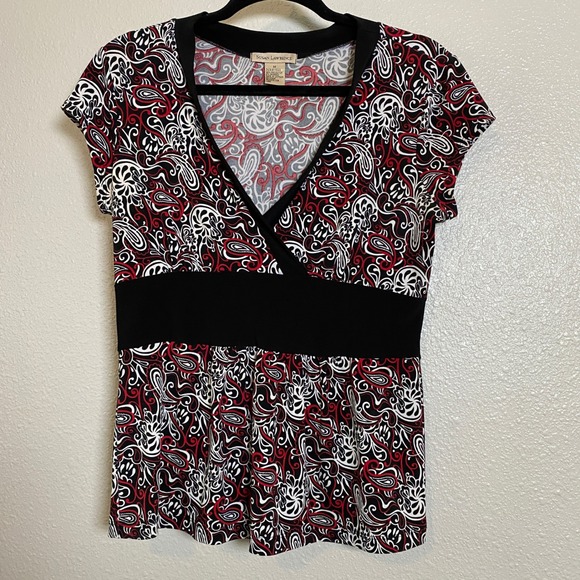 Susan Lawrence Tops - Vintage Y2K Red Black Paisley Fairycore Dark Romantic Babydoll Top M Summer